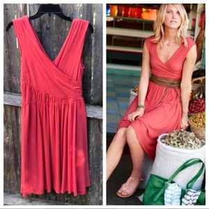 Garnet Hill Goddess Knit Dress coral flowy M 8 10